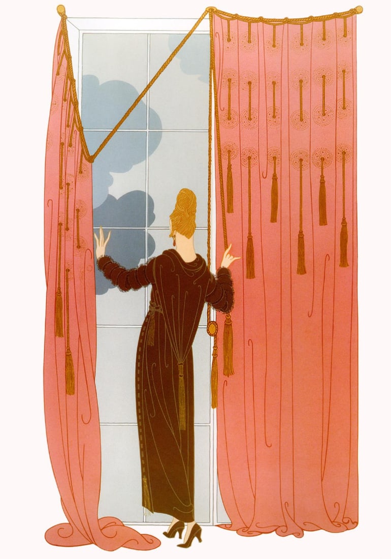 Erte - Cloudy Morning: Artist: Erte Title: Cloudy Morning Year: 1980 Dimensions: 27in. by 36in. Edition: From the Rare Limited Edition of CXII Medium: Serigraph on Paper C