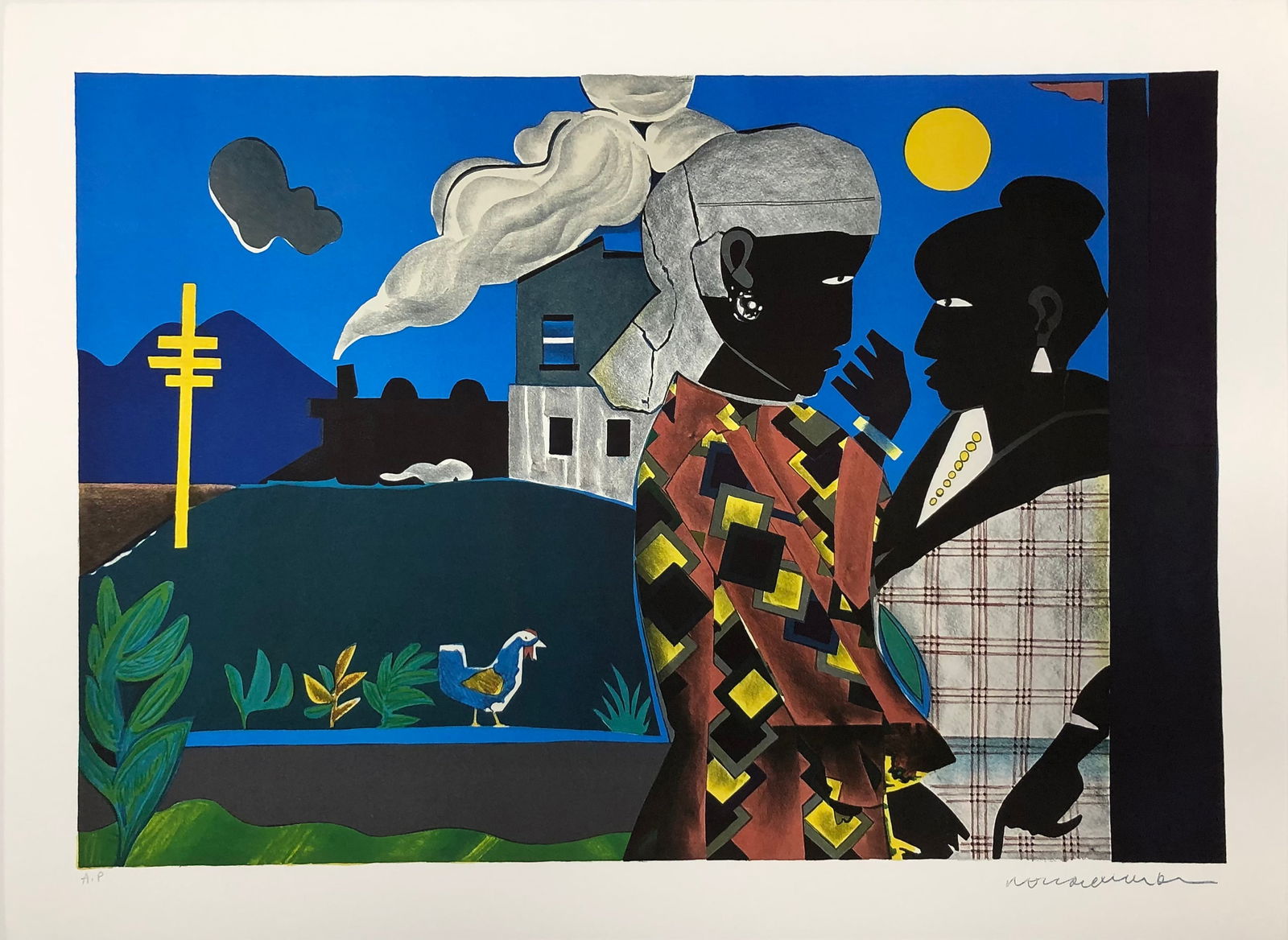 Romare Bearden - The Conversation: Artist: Romare Bearden Title: The Conversation Year: 1979 Dimensions: 21 1/2 x 28 1/4 in. Edition: From the AP edition of 30 aside from the limited edition of 175