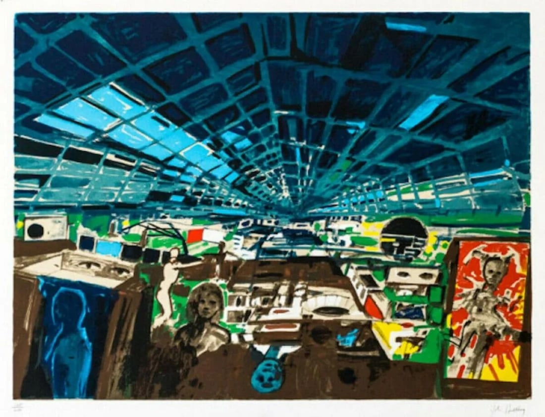 John Hultberg - Greenhouse: Artist: John Hultberg Title: Greenhouse Year: 1978 Dimensions: 38in. by 26in. Edition: From the Rare Limited Edition of 200 Medium: Serigraph in Colors