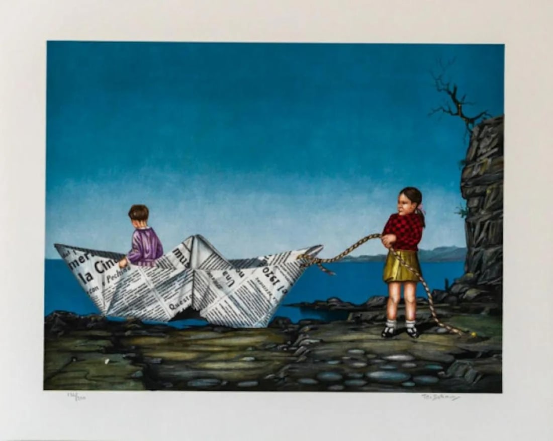 Tito Salomoni - Toy Boat: Artist: Tito Salomoni Title: Toy Boat Year: 1979 Dimensions: 23in. by 29in. Edition: From the Rare Limited Edition of 200 Medium: Lithograph in Colors <