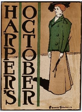 Edward Penfield - Harper's October 1897: Artist: Edward Penfield Title: Harper's October 1897 Year: 1896 Dimensions: 16in. by 22 3/8in. Edition: From the rare limited edition Medium: Original lithograp