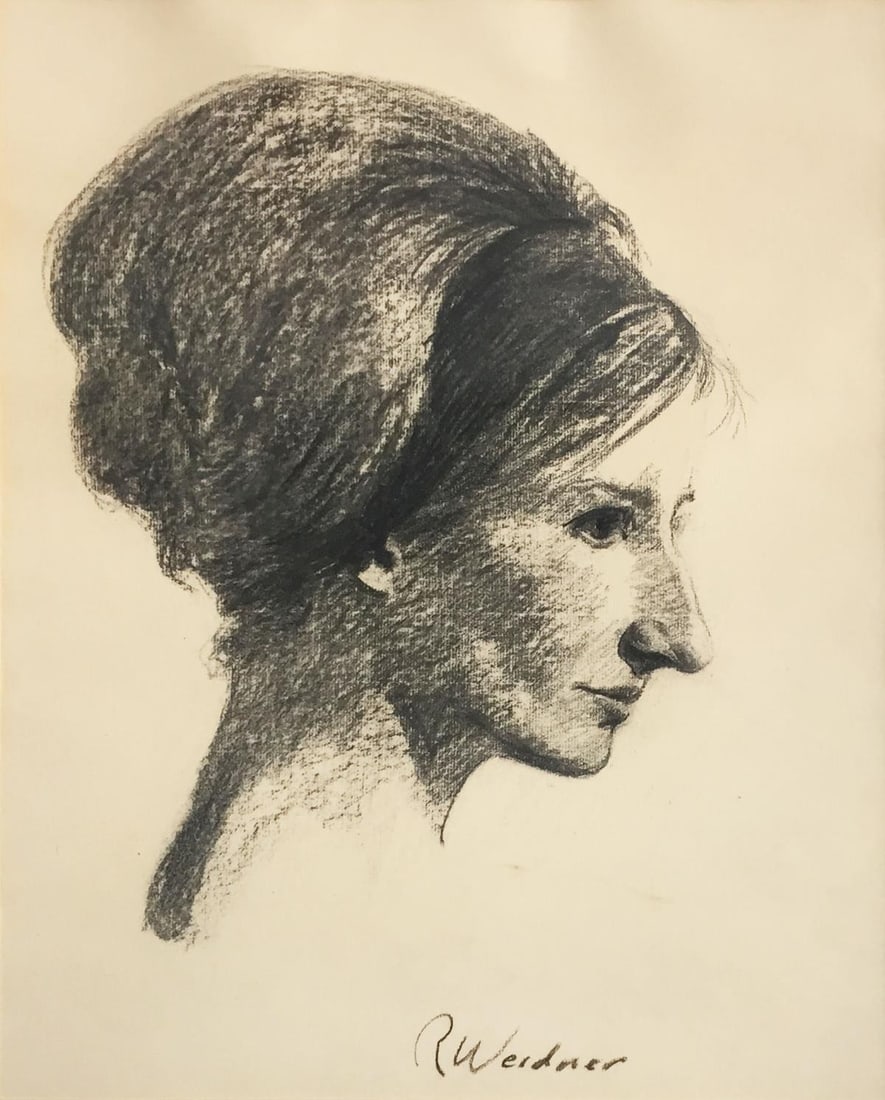 Roswell Weidner - hina Klymowska: Artist: Roswell Weidner Title: hina Klymowska Year: 1962 Dimensions: 16in. by 20in. Edition: Unique One of a Kind Artwork Medium: Charcoal on Paper C