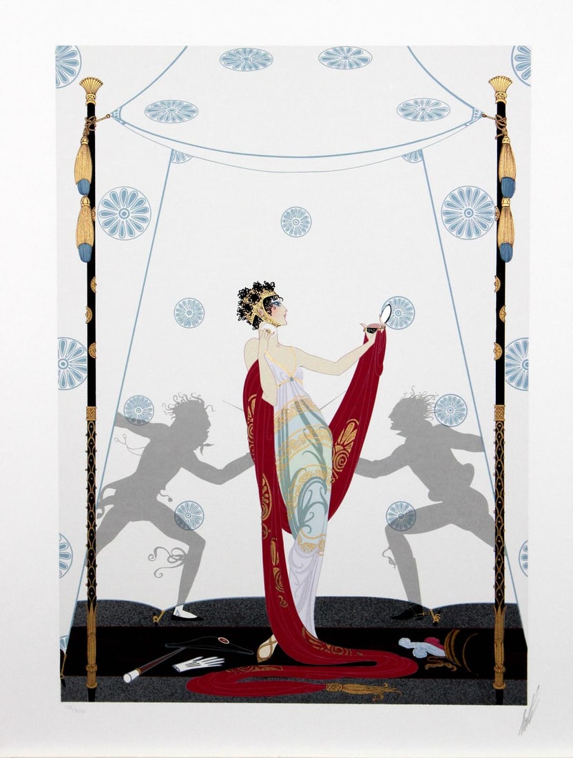 Erte - The Duel: Artist: Erte Title: The Duel Year: 1981 Dimensions: 25in. by 17.75in. Edition: From the Rare Limited Hors Commerce Edition Medium: Rare original serigraph on p