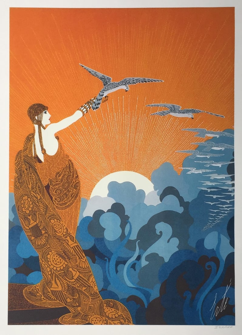 Erte - Wings of Victory: Artist: Erte Title: Wings of Victory Dimensions: 22 1/4in. by 30in. Edition: From the Rare Limited Edition Medium: Serigraph in Colors on Paper Condition: Excel