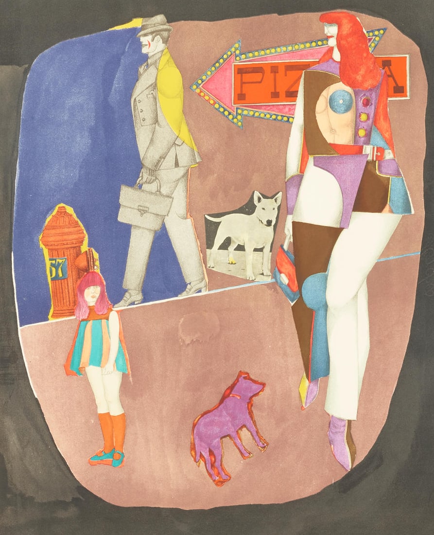 Richard Lindner - First Ave.: Artist: Richard Lindner Title: First Ave. Year: 1971 Dimensions: 26 1/2 x 20 1/4 in. Edition: From the Rare Limited Edition of 175 Publisher: Shorewood Publishe