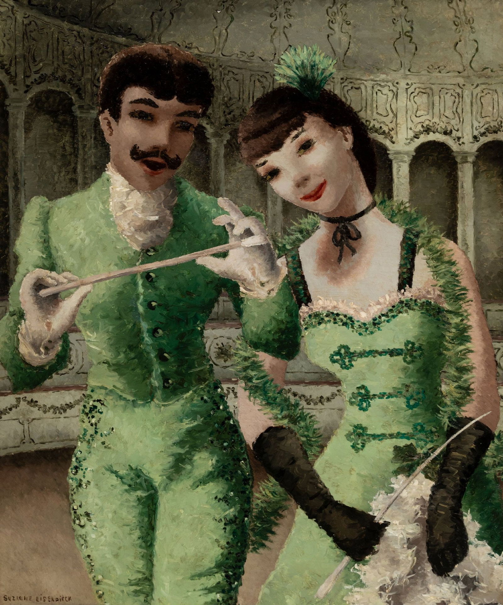 Suzanne Eisendieck - Le duette: Artist: Suzanne Eisendieck Title: Le duette Dimensions: 30 x 25 in. Edition: Original work of art Medium: Oil on canvas Condition: Excellent Signatur