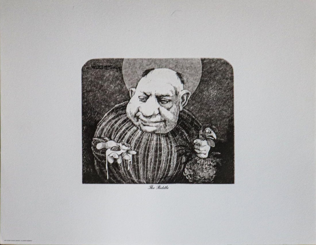 Charles Bragg - The Riddle: Artist: Charles Bragg Title: The Riddle Dimensions: 14.5in. by 11.5in. Edition: From the rare limited edition Publisher: Edward Weston Graphics Medium: Offset d