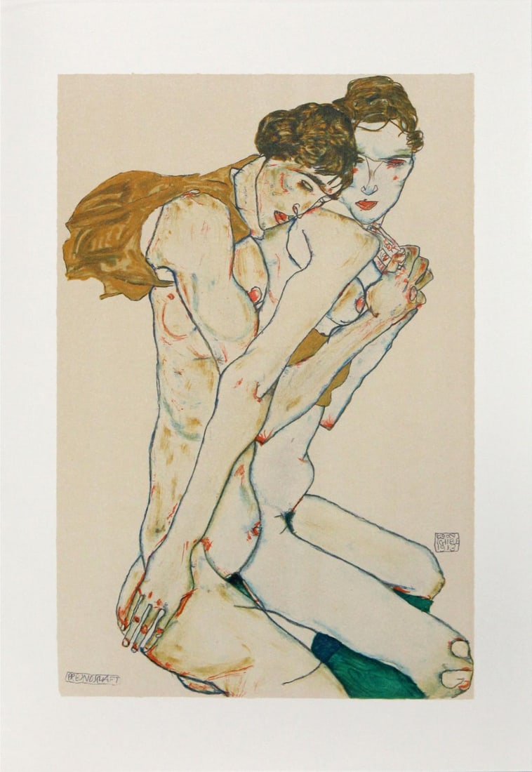 Egon Schiele (After) - Friendship: Artist: Egon Schiele (After) Title: Friendship Year: 2007 Dimensions: 12 5/8in. by 19 5/8in. Edition: From the rare limited edition Publisher: Editions Anthese