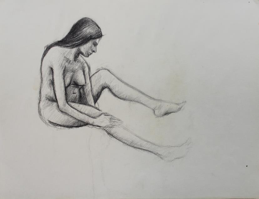 Bo Bartlett - Untitled Figure Study XIV: Artist: Bo Bartlett Title: Untitled Figure Study XIV Dimensions: 9 1/2in. by 12in. Edition: original work Medium: drawing on paper Condition: Excellent