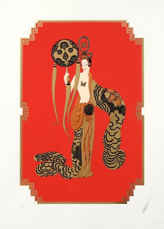 Erte - Bamboo: Artist: Erte Title: Bamboo Year: 1988 Dimensions: 20 1/2 x 28 1/2 in. Medium: Original serigraph in colors on paper Condition: Excellent Signature De