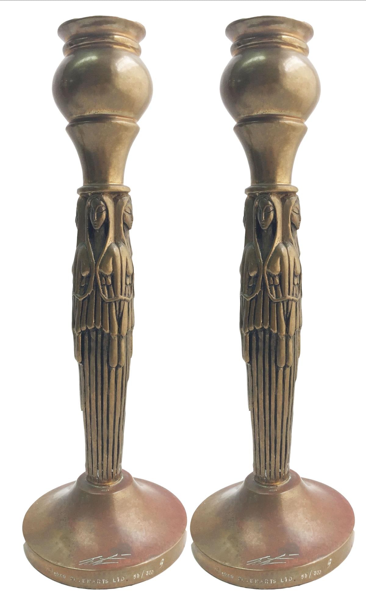 Erte - Maidens Candlestick (Pair): Artist: Erte Title: Maidens Candlestick (Pair) Year: 1990 Dimensions: 3 1/2in. by 10 1/2in. Edition: From the Rare Limited Edition of 300 Publisher: Seven Arts<