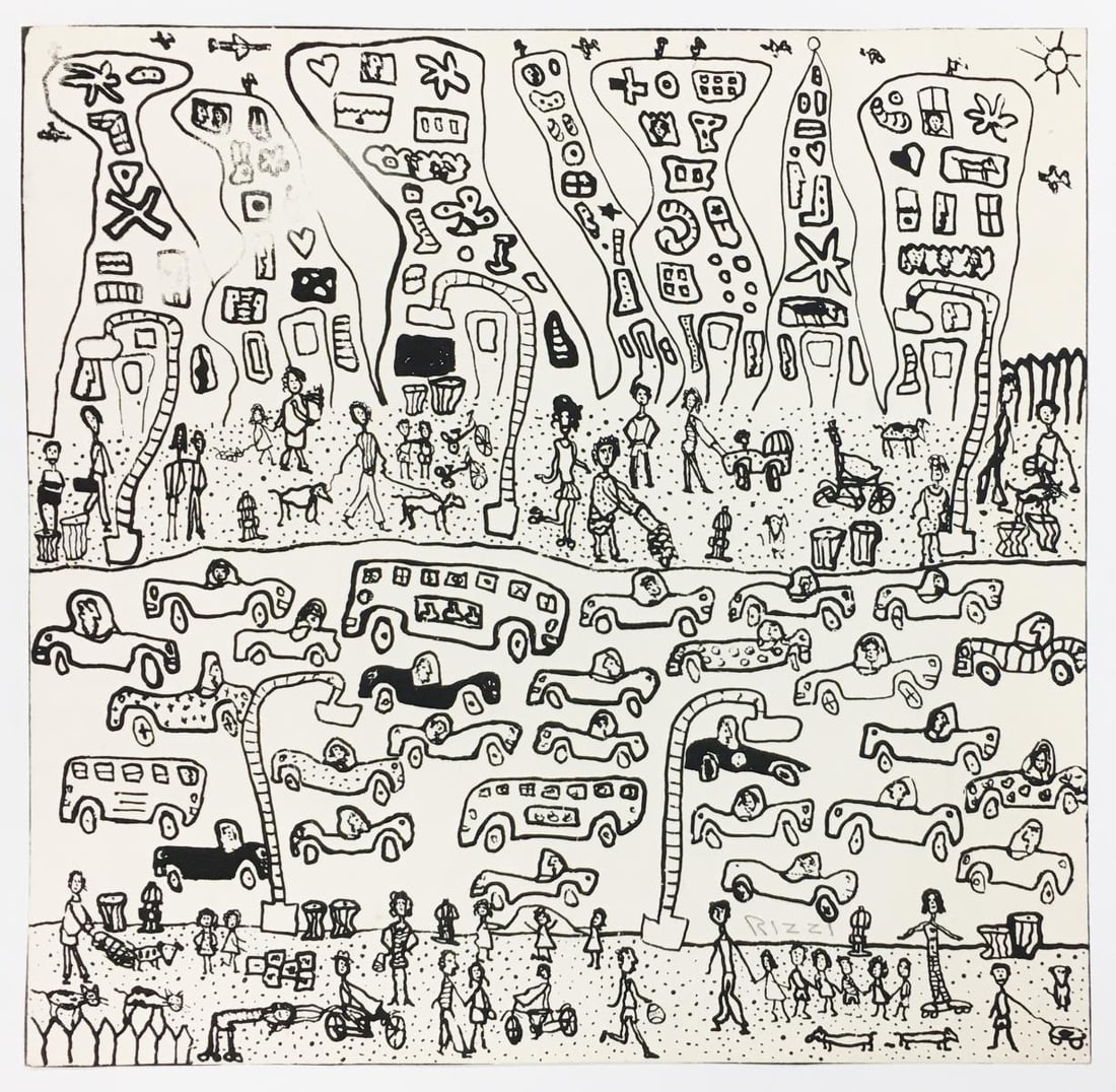 James Rizzi - The Lower East Side: Artist: James Rizzi Title: The Lower East Side Dimensions: 11 3/8in. by 11 3/8in. Edition: From the Rare Limited Edition Medium: Monoprint on Paper Condition: E