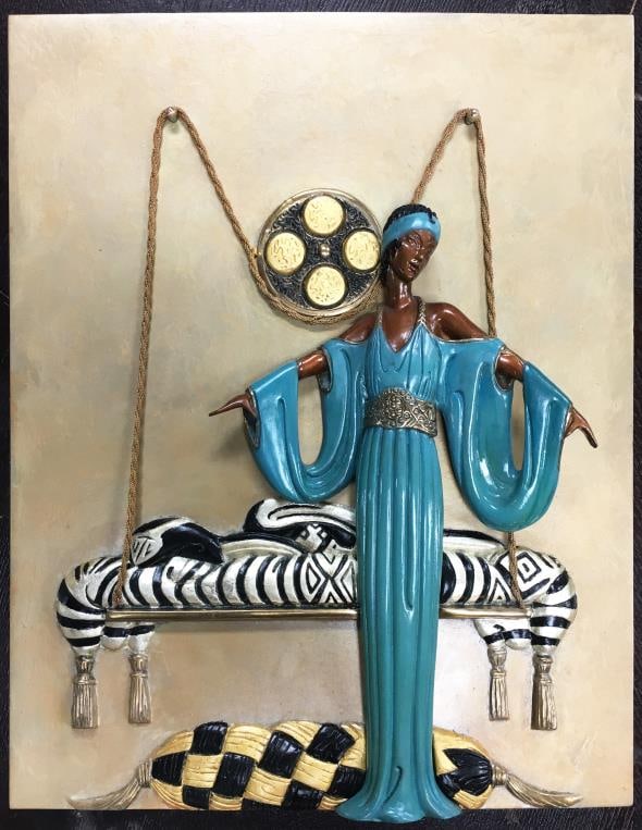 Erte - Pillow Swing: Artist: Erte Title: Pillow Swing Year: 1990 Dimensions: 13 1/8in. by 10 1/2in. Edition: Numbered from the Rare Limited Edition of 375 Publisher: Chalk and Vermi