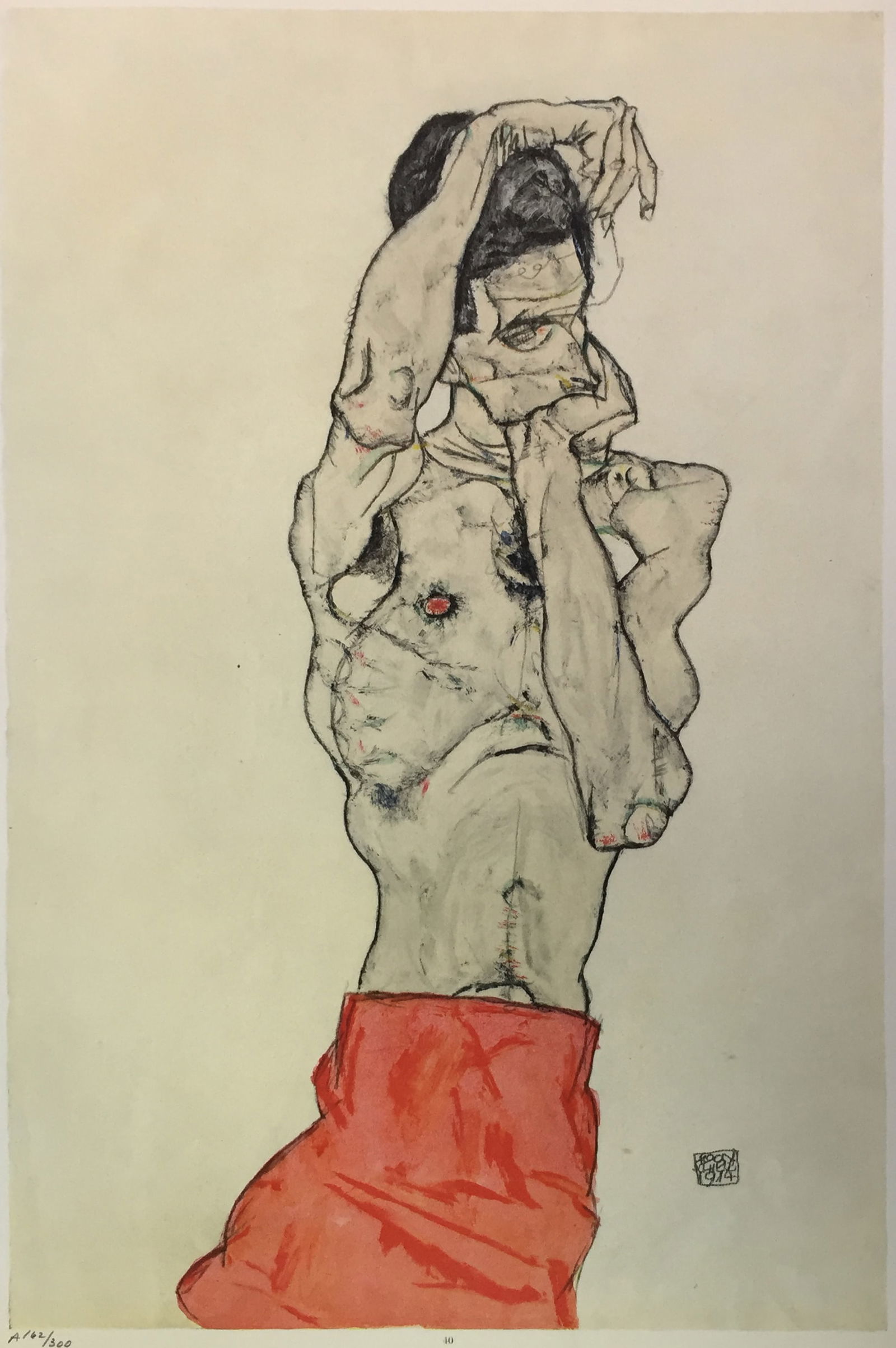 Egon Schiele (After) - Man with Red Loin-Cloth: Artist: Egon Schiele (After) Title: Man with Red Loin-Cloth Year: 1969 Dimensions: 19 3/4 x 14 1/4 in. Edition: From the Rare Limited Edition of 300 Publisher:
