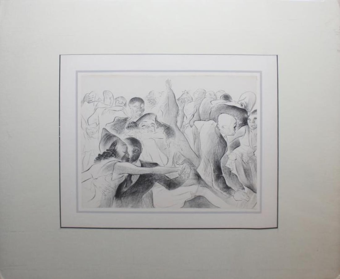 Al Hirschfeld - Slow Blues: Artist: Al Hirschfeld Title: Slow Blues Year: 1941 Dimensions: 12in. by 9.25in. Edition: From the rare limited edition of 1000 Suite: Harlem as seen by Hirschfe