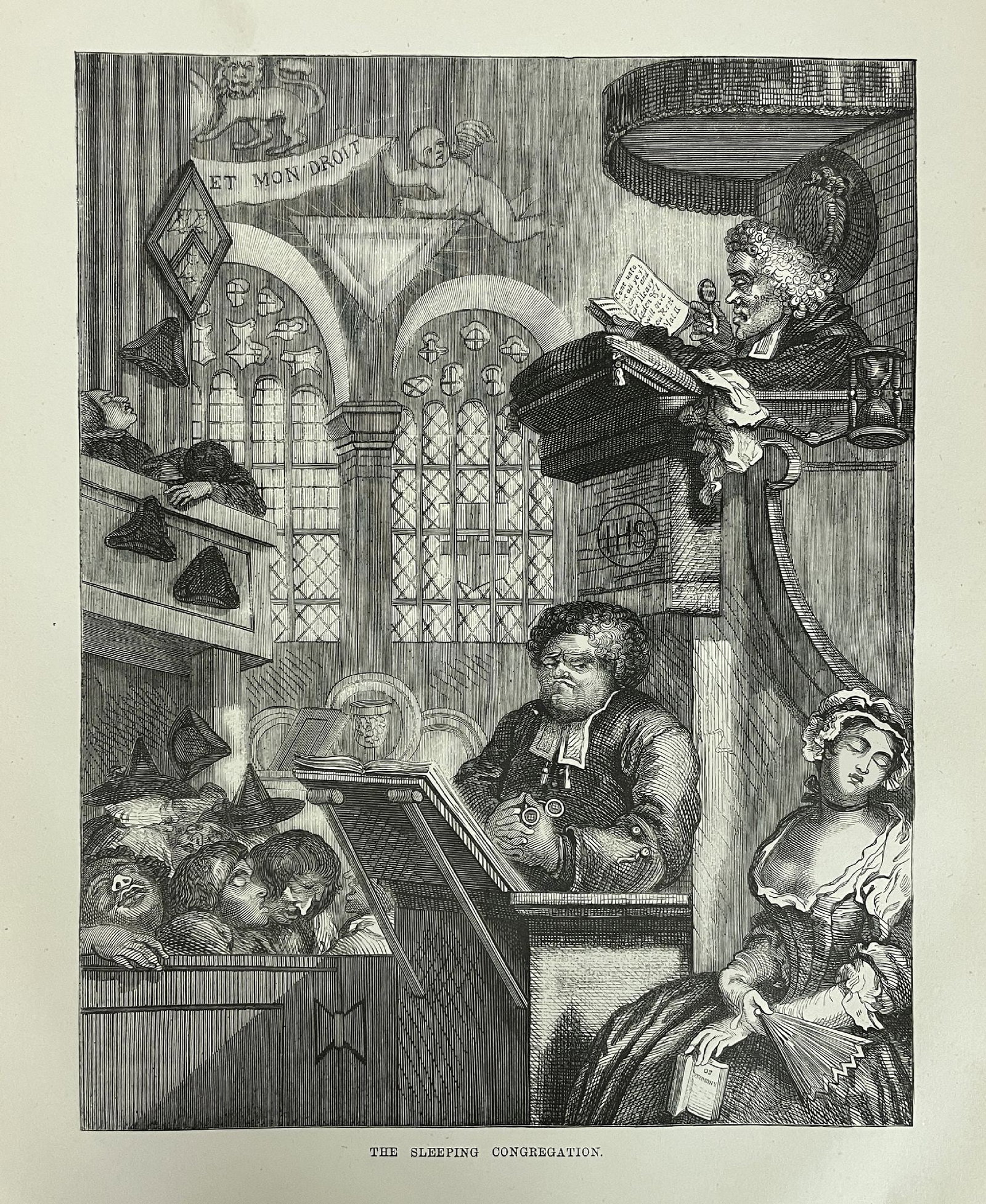 William Hogarth - The Sleeping Congregation: Artist: William Hogarth Title: The Sleeping Congregation Year: 1874 Dimensions: 12 3/4 x 9 3/4 in. Edition: From the rare limited edition Medium: Offset Lithograph o