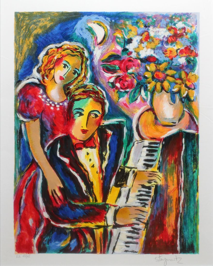 Zamy Steynovitz - Piano Player: Artist: Zamy Steynovitz Title: Piano Player Year: 1981 Dimensions: 23in. by 18in. Edition: From the rare limited E.A. edition of 65 Medium: Original lithgoraph on paper