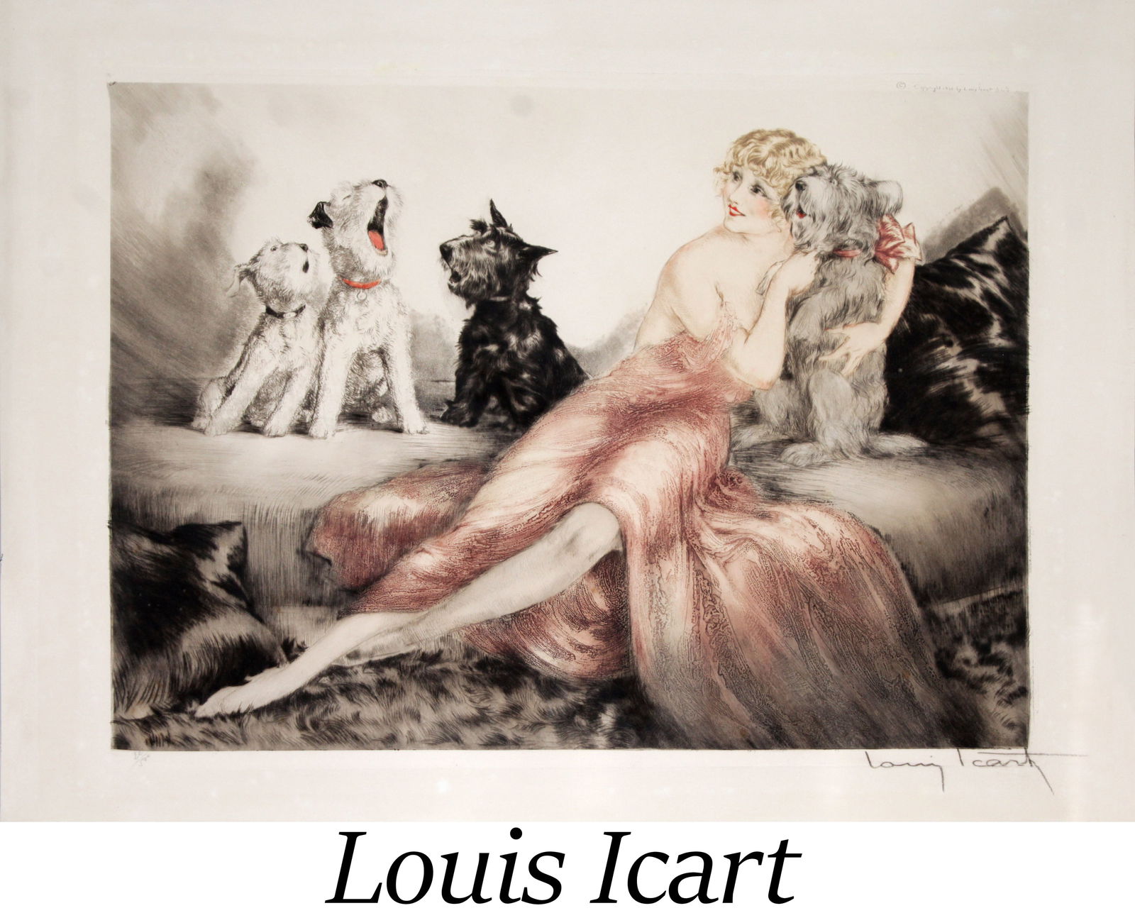 Louis Icart - Perfect Harmony: Artist: Louis Icart Title: Perfect Harmony Year: 1932 Dimensions: 12 1/2 x 16 1/2 in. Edition: From the rare limited edition Medium: Original drypoint etching w
