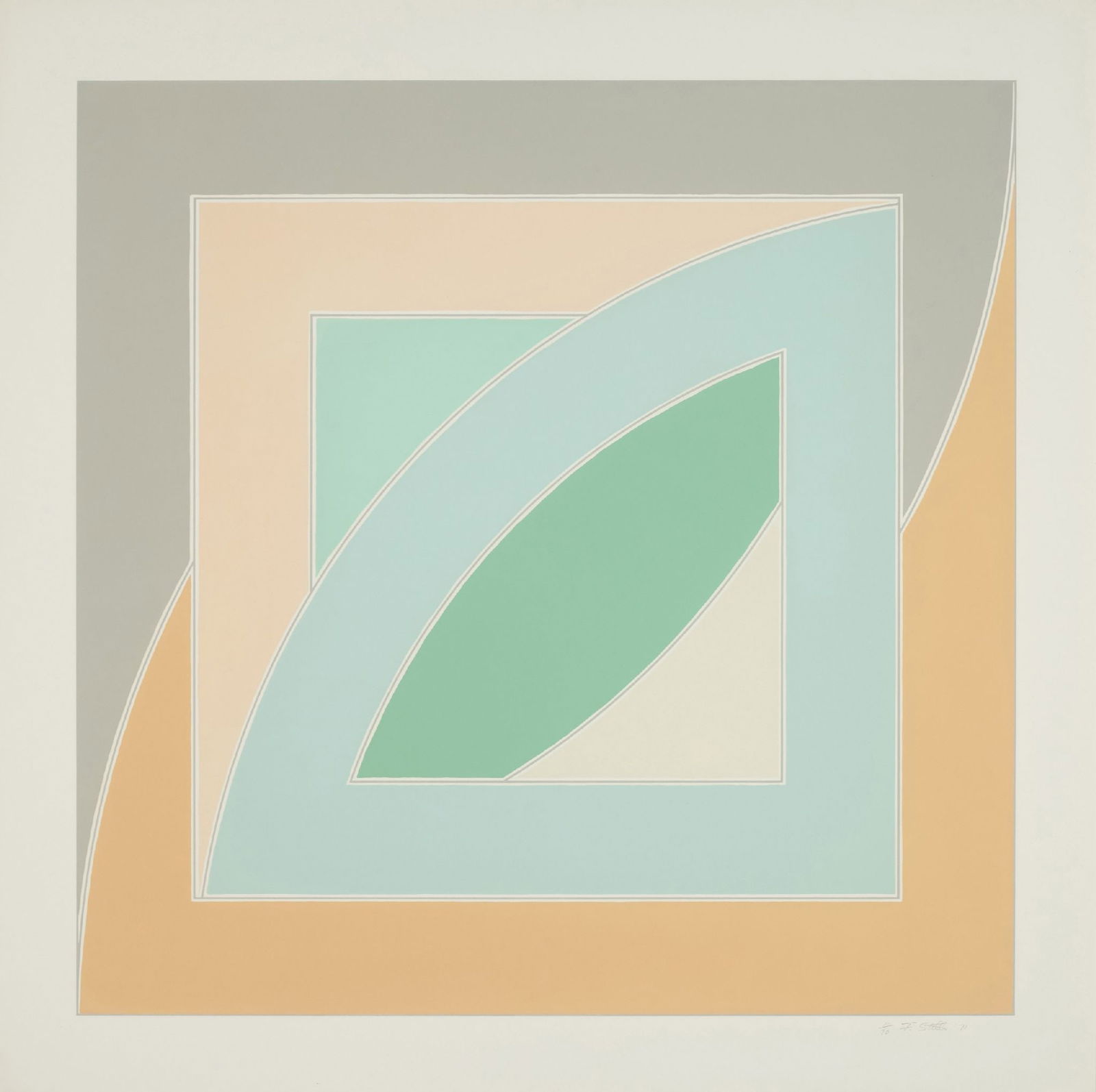 Frank Stella - River of Ponds IV (from Newfoundland Series): Artist: Frank Stella Title: River of Ponds IV (from Newfoundland Series) Year: 1971 Dimensions: 38 x 38 in. Edition: Axsom 53 Publisher: Gemini G.E.L., Los Ange