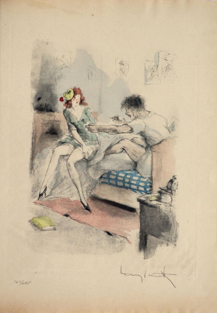 Louis Icart - Untitled from "Destine de Femme": Artist: Louis IcartTitle: Untitled from "Destine de Femme"Year: 1945Dimensions: 9.75in. by 12.75in.Edition: From the rare limited edition of 295Publisher: Editions Egix ParisSuite: Destin de