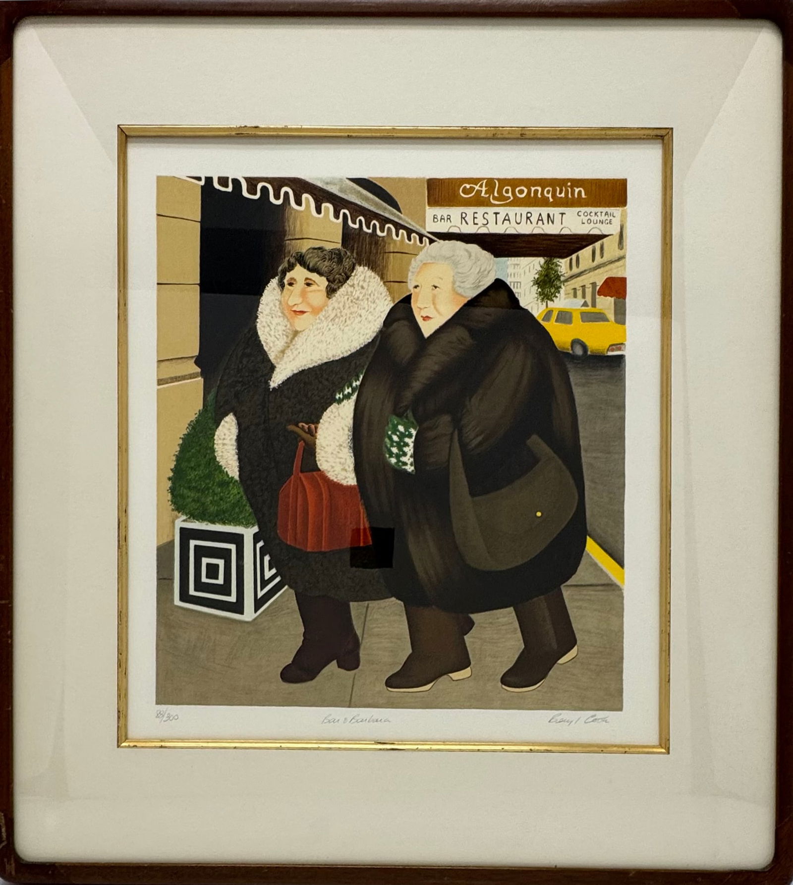 Beryl Cook - Bar & Barbera: Artist: Beryl CookTitle: Bar & Barbera Year: 1960s-70sDimensions: 28 1/2 x 25 1/4 in.Edition: 88 from the limited edition of 300Medium: Serigraph on paperCondition: ExcellentSigned by artist in