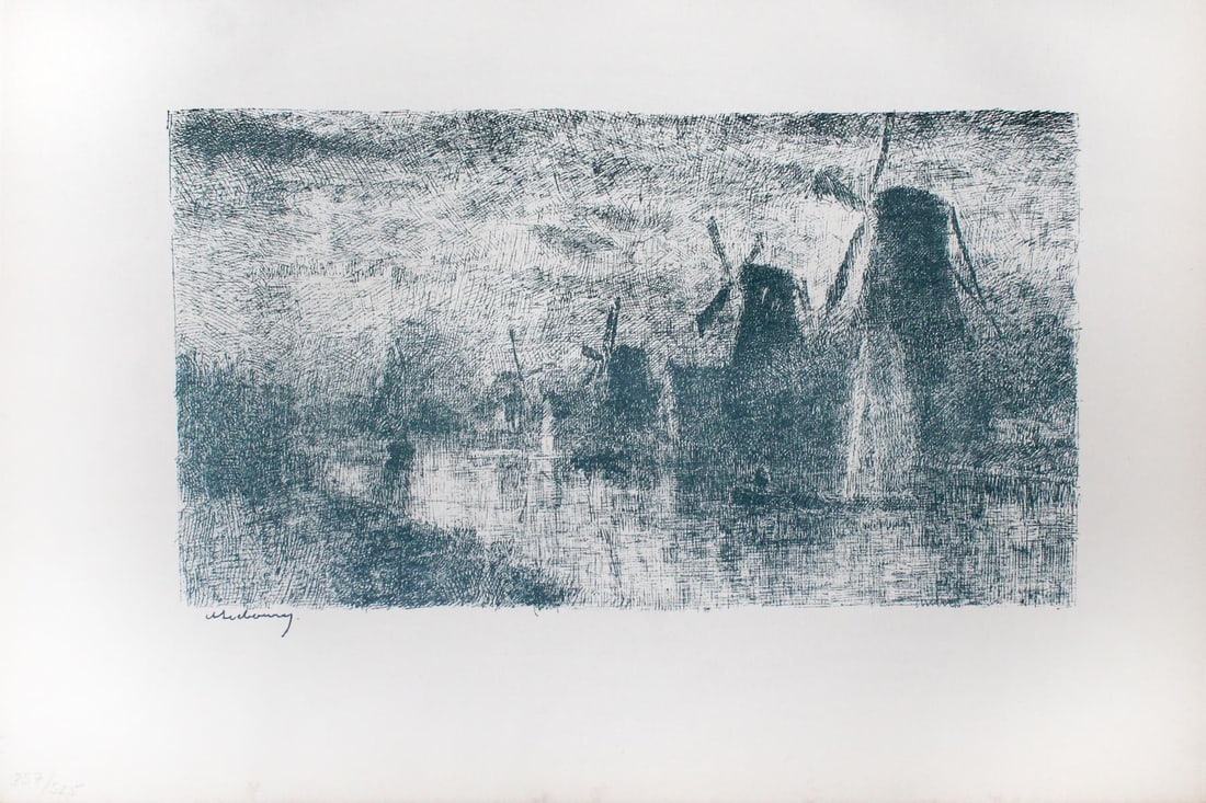 Albert Lebourg - Moulins sur la Schie: Artist: Albert LebourgTitle: Moulins sur la SchieYear: 1897Dimensions: 12 1/2in. by 10in.Weight: 9Edition: From the rare limited edition of 525Publisher: Boudet / Tallandier: ParisSuite: Art et