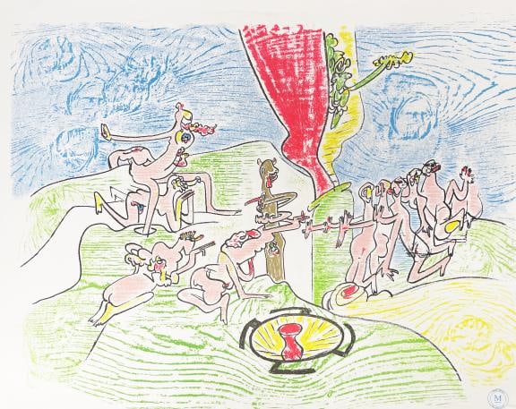 Roberto Matta - The Golden Bull: Artist: Roberto Matta Title: The Golden Bull Year: 1976 Dimensions: 26 1/2in. by 21in. Edition: From the rare limited edition Suite: Mourlot Paris Me