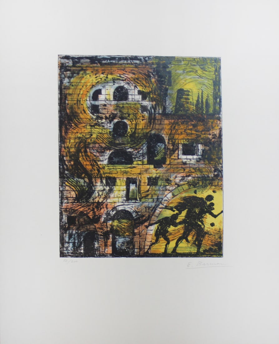 Eugene Berman "Untitled": Artist: Eugene BermanTitle: UntitledSuite: Flight PortfolioYear: 1970Medium: Original lithograph in colors on paperEdition: From the limited edition of 250Publisher: International Rescue