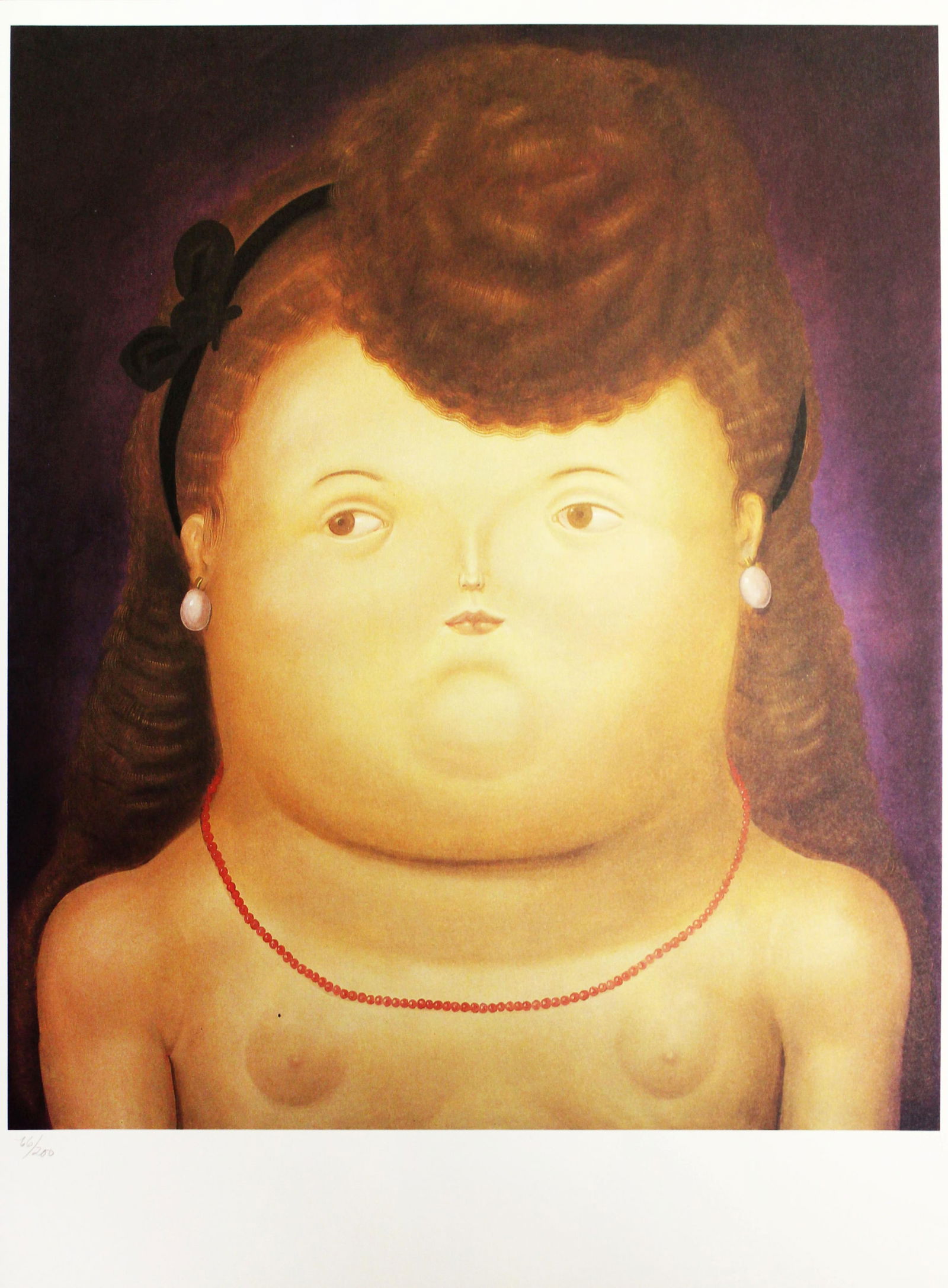 Fernando Botero (after) - Girl with a Bow: Artist: Fernando Botero (after)Title: Girl with a BowYear: 1983Dimensions: 16in. by 12in.Edition: Numbered from the limited edition of 200Publisher: Harry N. Abrams Inc. New YorkSuite: Fernando