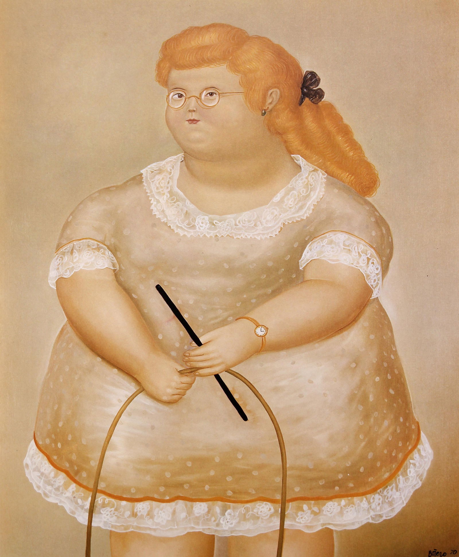 Fernando Botero (after) - Girl with a Hoop: Artist: Fernando Botero (after)Title: Girl with a HoopYear: 1983Dimensions: 16in. by 12in.Edition: From the limited edition of 200Publisher: Harry N. Abrams Inc. New YorkSuite: Fernando Botero
