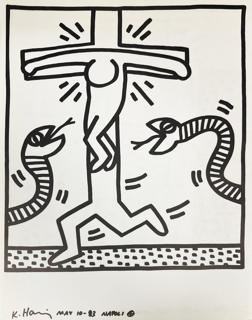 Keith Haring - Untitled XI: Artist: Keith HaringTitle: Untitled XIYear: 1983Dimensions: 12.5in. by 9.5in.Edition: From the rare limited editionPublisher: La Galerie de PocheSuite: Une Explosition du 15th Januier 1990Medium: