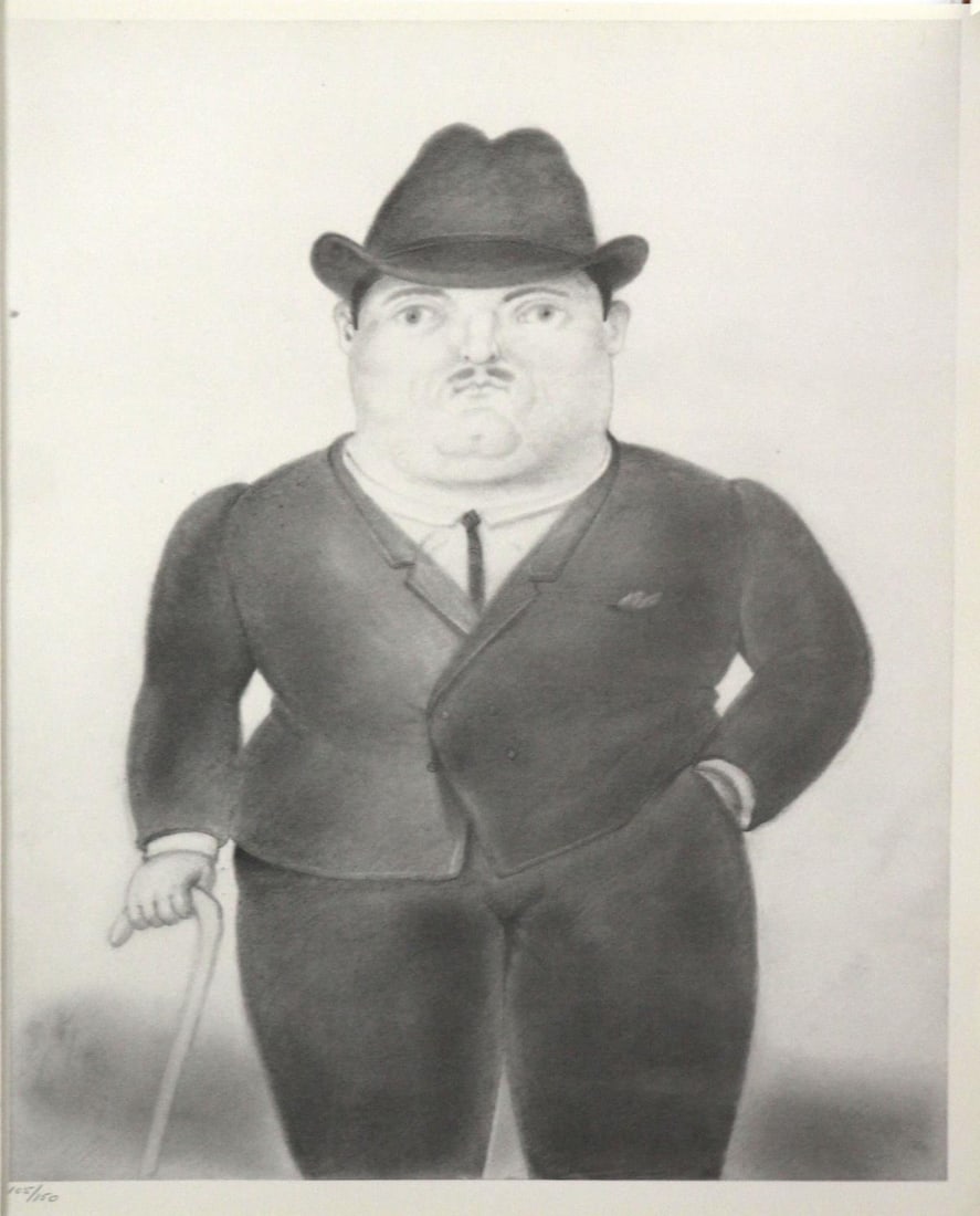 Fernando Botero (After) - Homme a la canne: Artist: Fernando Botero (After) Title: Untitled From "Dessins et Aquarelles" Year: 1984 Dimensions: 13in. by 15.75in. Edition: From the limited edition Publisher: Editions
