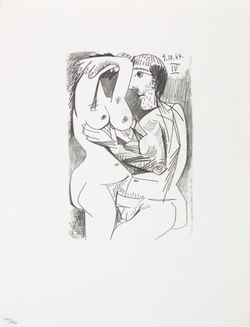Pablo Picasso (After)- Untitled (9.10.64. IV): Artist: Pablo Picasso (After) Title: Untitled (9.10.64. IV) Year: 1970 Dimensions: 13in. by 10in. Edition: From the rare limited edition of 666 Publisher: Harry