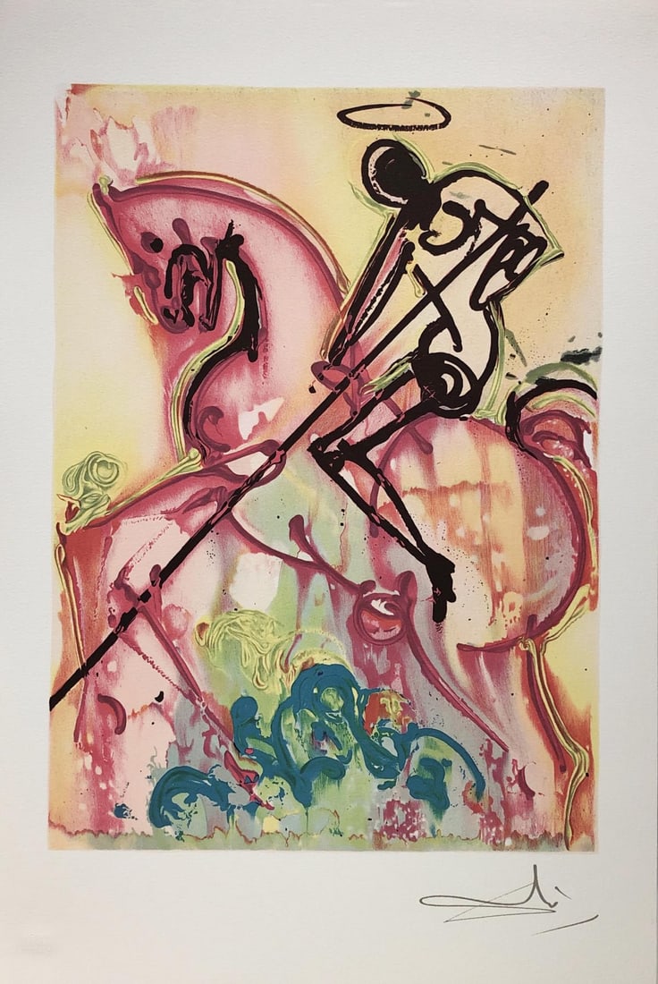 Salvador Dali (After) - St George: Artist: Salvador Dali (After)Title: St GeorgeYear: 1983Dimensions: 22in. by 14.25in.Edition: From the rare limited editionPublisher: Armand & Georges Israel ParisSuite: Les Chevaux de DaliMedium: