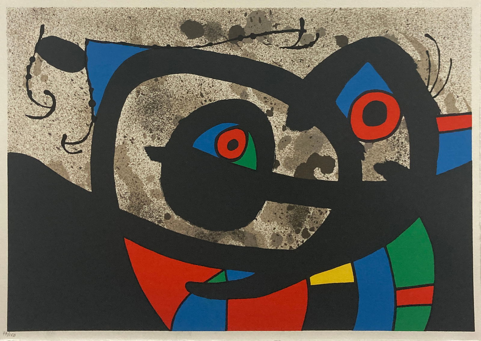 Joan Miro - Le Lezard aux Plumes d'Ord 9: Artist: Joan MiroTitle: Le Lezard aux Plumes d'Ord 9Year: 1971Dimensions: 16 x 21 in.Edition: From the limited edition of 150Publisher: Louis BroderSuite: Le Lezard Aux Plumes D'orMedium: Original