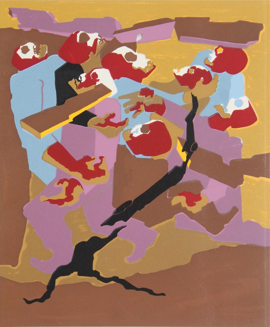 Jacob Lawrence - Hiroshima: Artist: Jacob Lawrence Title: HiroshimaYear: 1986Dimensions: 13in. by 10in.Edition: From the limited edition of 1500Publisher: Limited Editions Club New YorkSuite: Hiroshima by John HerseyMedium: