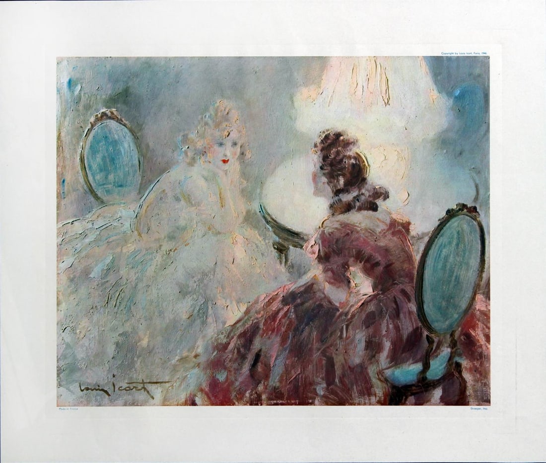 Louis Icart - Pink Lampshade: Artist: Louis Icart Title: Pink Lampshade Year: 1946 Dimensions: 16.25in. by 19.5in. Edition: From the rare limited edition Publisher: Draeger Impressions <
