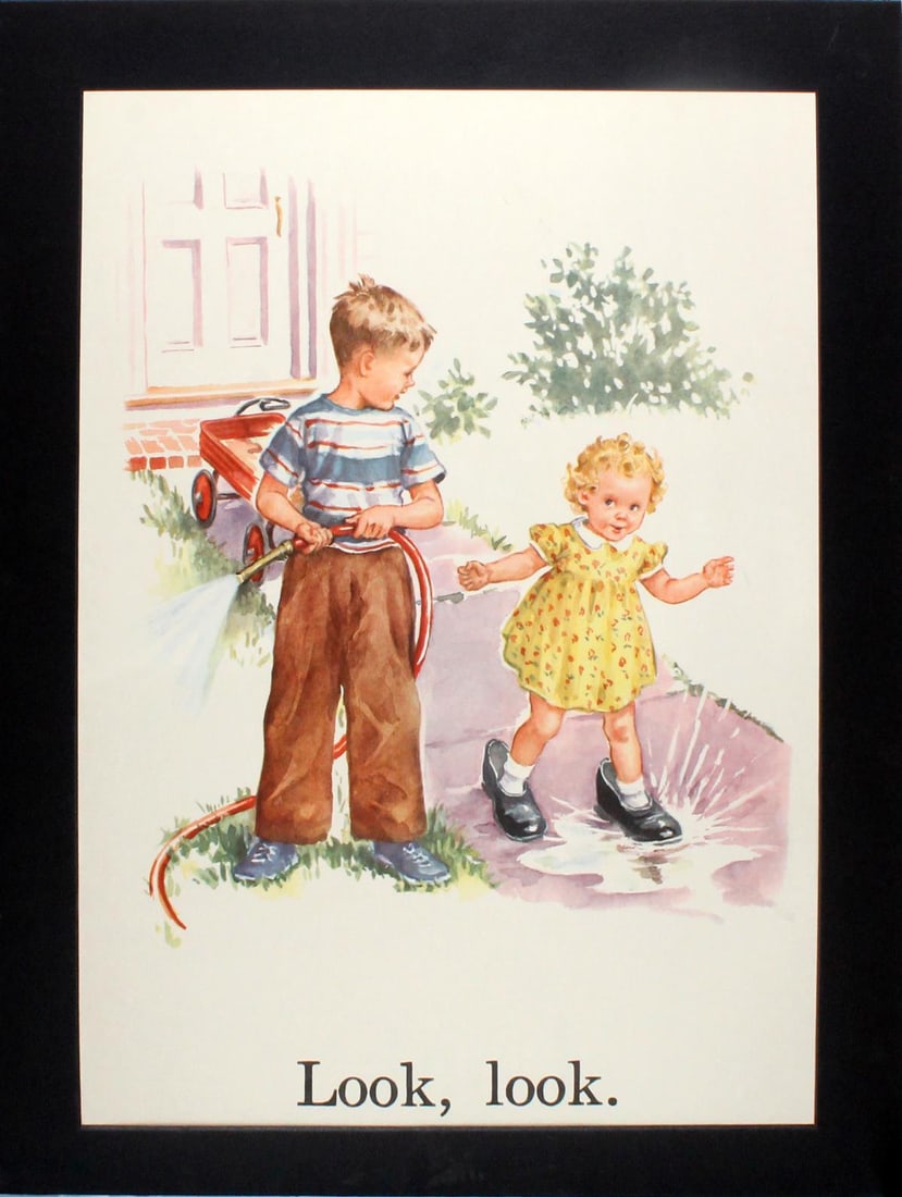 Eleanor Campbell & Keith Ward - Look Look: Artist: Eleanor Campbell & Keith WardTitle: Look LookYear: c. 1950sDimensions: 22in. by 16in.Edition: From the rare limited editionPublisher: Scott ForesmanSuite: Our Big BookMedium: Original