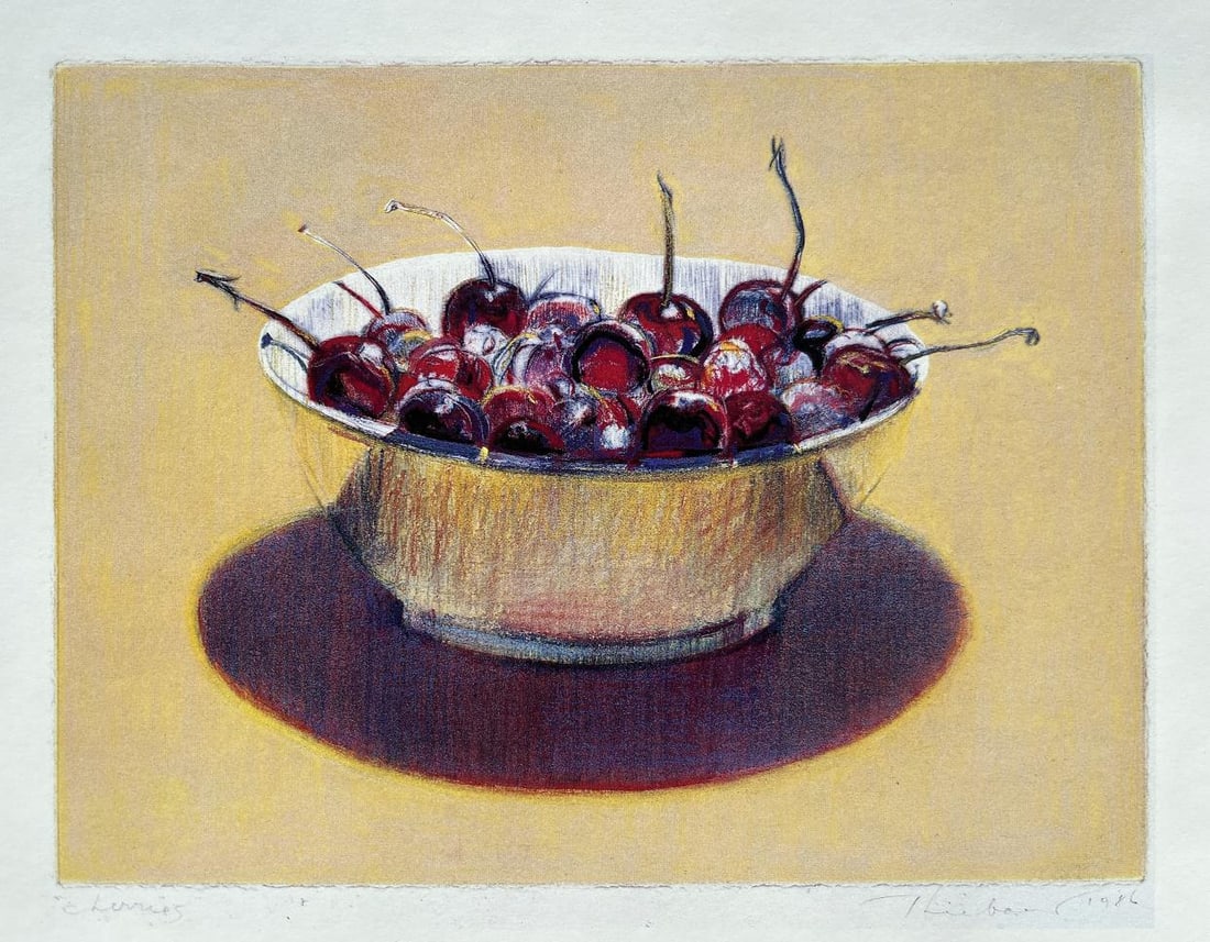 Wayne Thiebaud - Cherries: Artist: Wayne Thiebaud Title: Cherries Year: 1991 Dimensions: 9in. by 10.5in. Edition: Ffrom the limited edition of 100 Publisher: Chronicle Suite:</