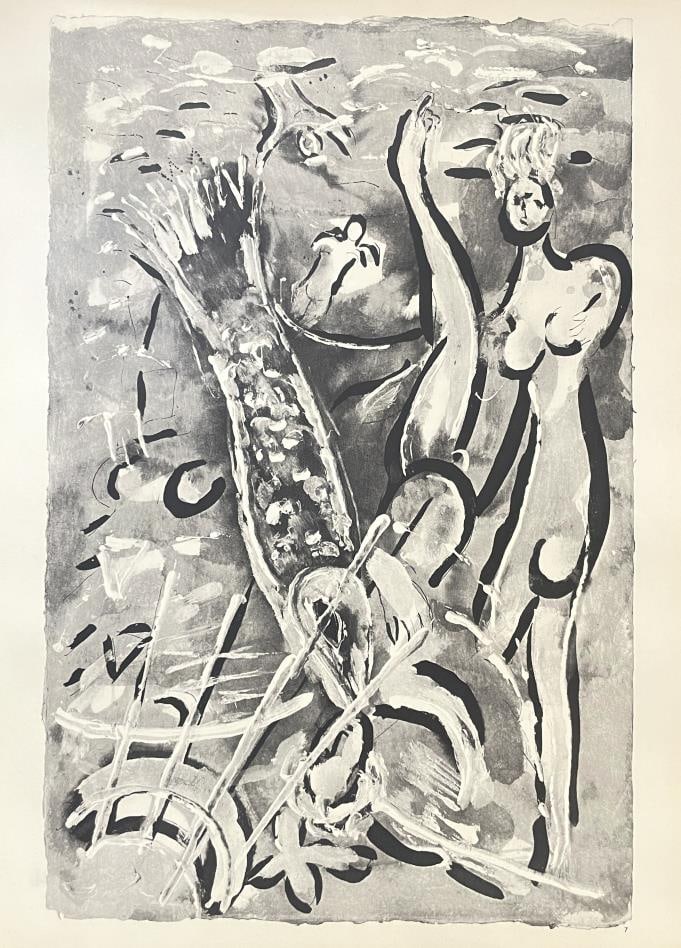 Marc Chagall - Plate 6 From Dessins Pour La Bible (After): Artist: Marc ChagallTitle: Plate 6 From Dessins Pour La BibleYear: 1960Dimensions: 14.25in. by 10.5in.Edition: From the rare limited editionPublisher: Editions de la Revue VERVE ParisSuite: Dessins