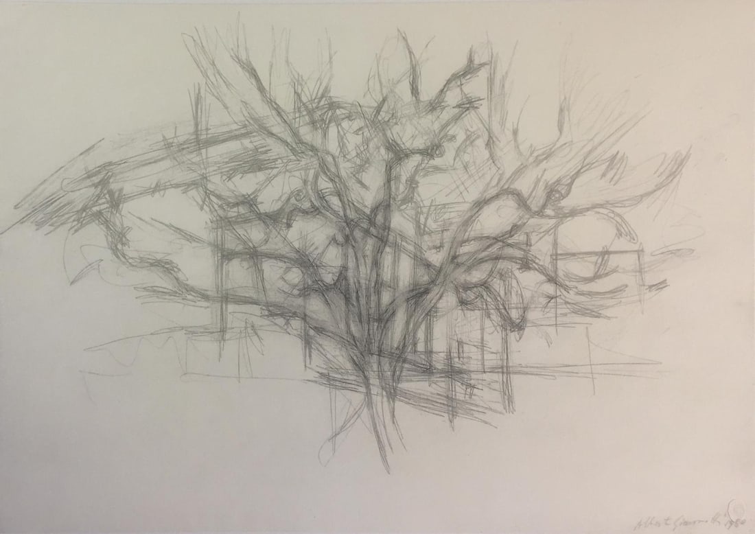 Alberto Giacometti - Albero (After): Artist: Alberto GiacomettiTitle: AlberoYear: 1959Dimensions: 17 3/4in. by 22in.Edition: From the rare limited edition of 1245Publisher: Giulio Einaudi TurinSuite: Quarantacinque disegni di Alberto