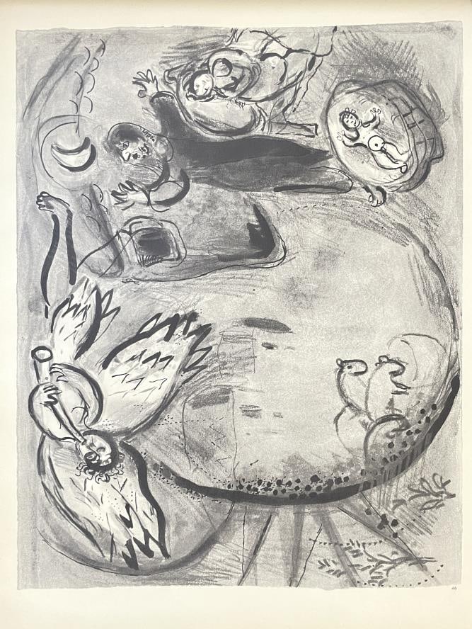Marc Chagall - Plate 1 From Dessins Pour La Bible (After): Artist: Marc ChagallTitle: Plate 1 From Dessins Pour La BibleYear: 1960Dimensions: 14.25in. by 10.5in.Edition: From the rare limited editionPublisher: Editions de la Revue VERVE ParisSuite: Dessins
