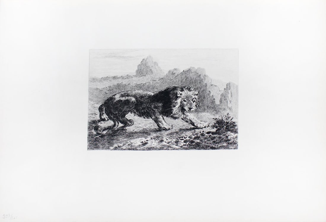 Eugene Delacroix (after) - Lion Attaque (1 of 1)