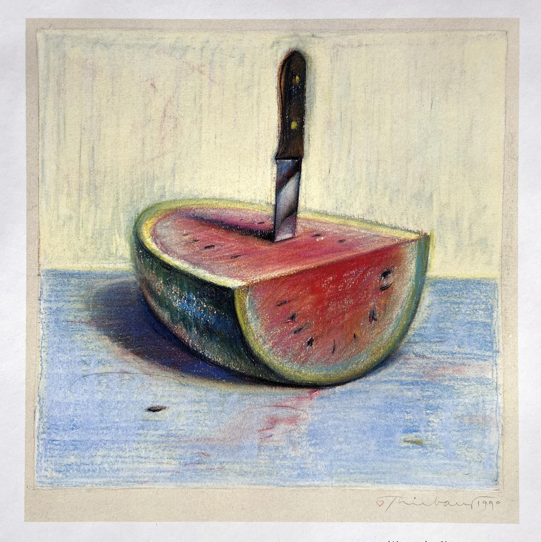 Wayne Thiebaud - Watermelon Counter: Artist: Wayne Thiebaud Title: Watermelon Counter Year: 1991 Dimensions: 9in. by 10.5in. Edition: Ffrom the limited edition of 100 Publisher: Chronicle <