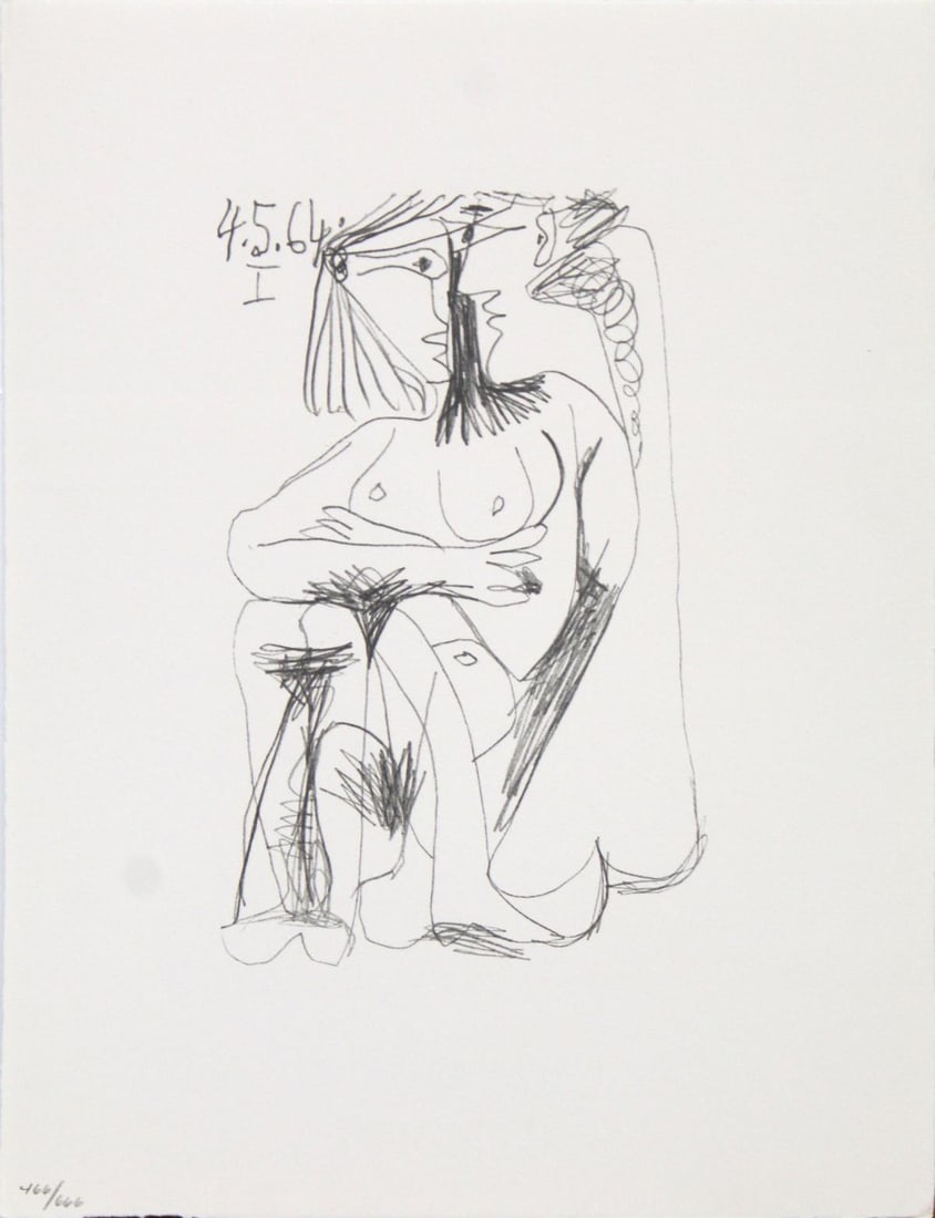 Pablo Picasso (After) - Untitled (4.5.64 I): Artist: Pablo Picasso (After)Title: Untitled (4.5.64 I)Year: 1970Dimensions: 13in. by 10in.Edition: From the rare limited edition of 666Publisher: Harry N. Abrams Inc New YorkSuite: Le Gout du