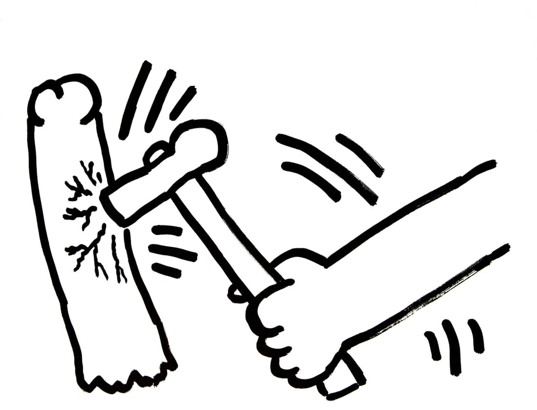 Keith Haring - Fault Lines: Artist: Keith Haring Title: Fault Lines Year: 1986 Dimensions: 8.7in. by 11.2in. Edition: From the rare limited edition of 200 Publisher: Edition Schellmann & Kluser