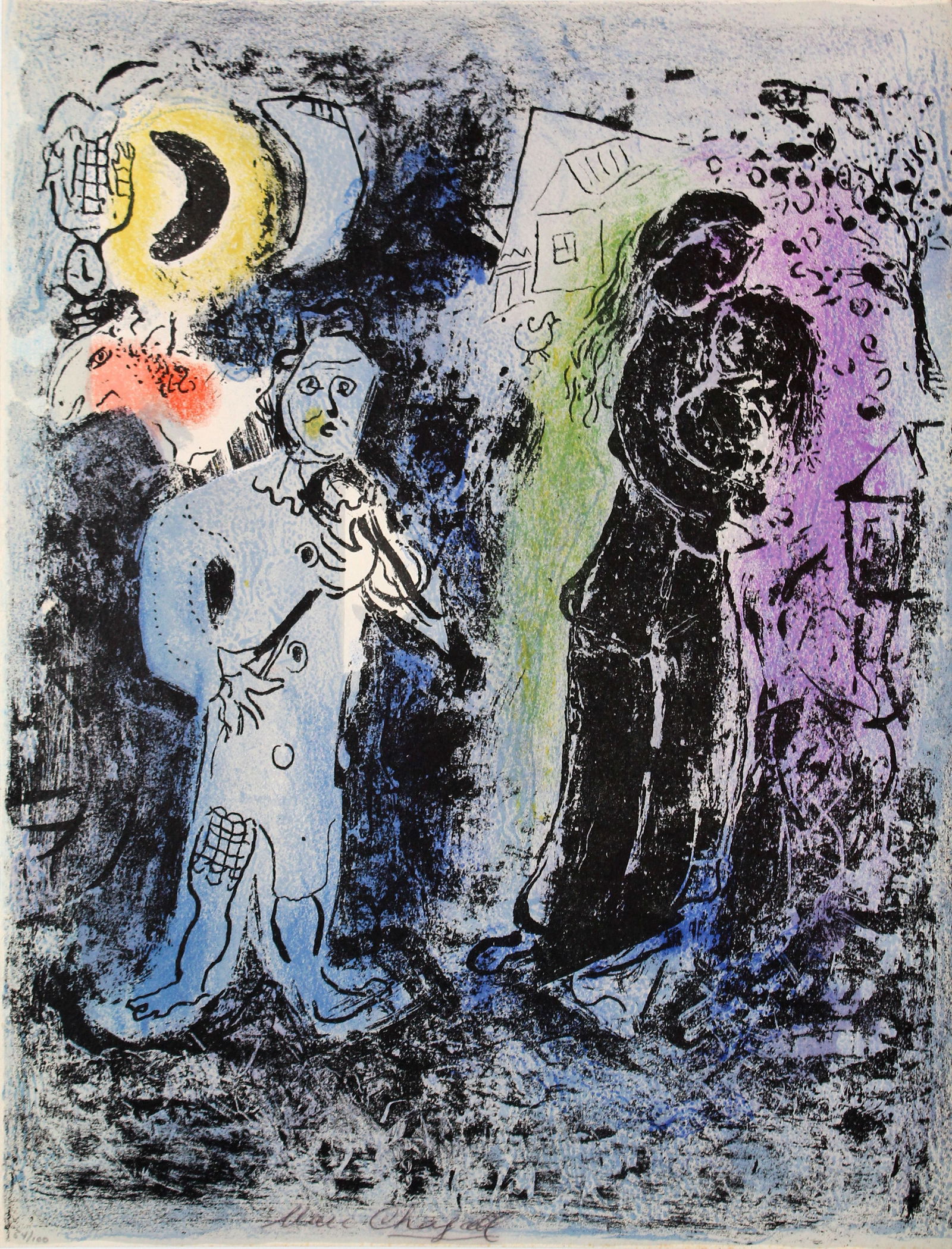 Marc Chagall - Das schwarze Paar und der Musikant: Artist: Marc Chagall Title: Das schwarze Paar und der Musikant Year: 1960 Dimensions: 12 1/2 x 9 1/2 in. Edition: 3 from the limited edition of 100 Publisher: A