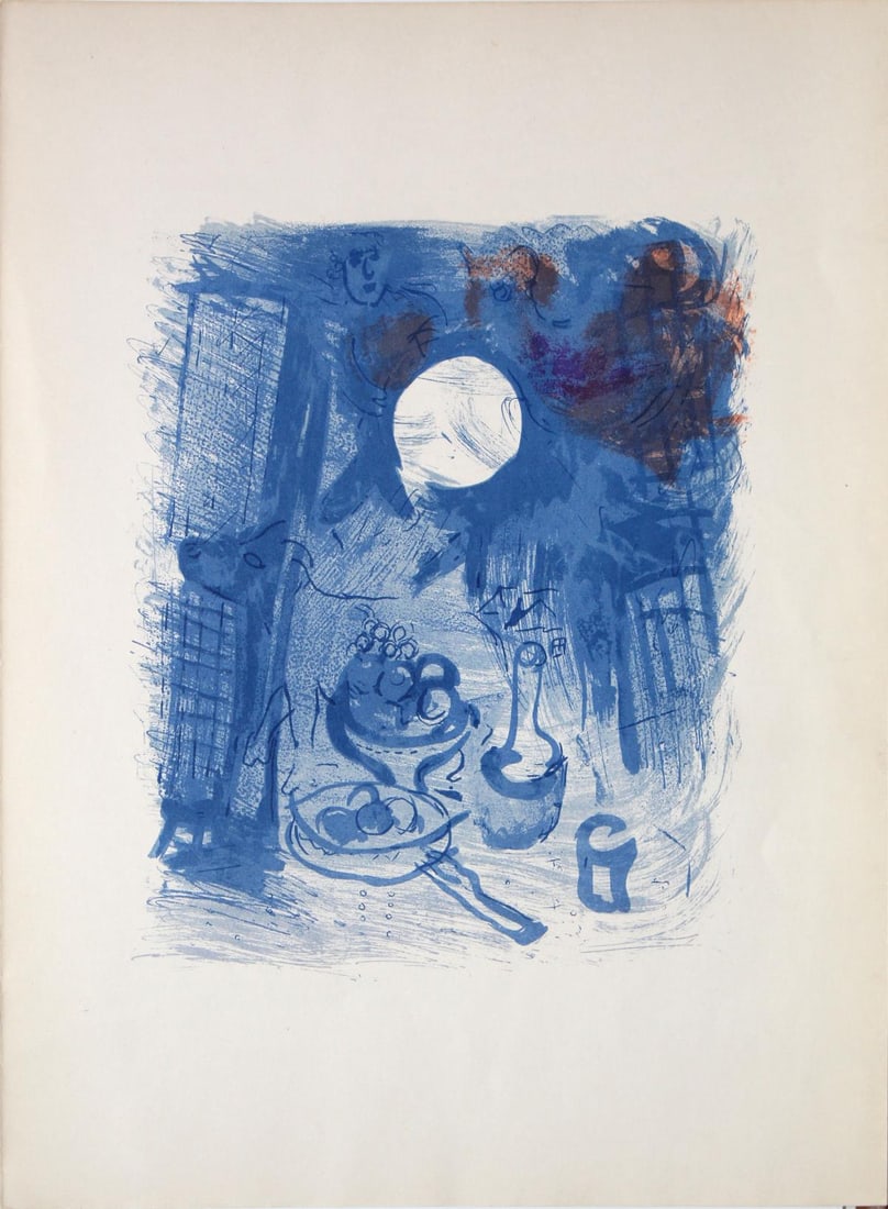 Marc Chagall - Nature Morte Bleue: Artist: Marc Chagall Title: Nature Morte Bleue Year: 1957 Dimensions: 15in. by 11in. Edition: From the limited edition of 2500 Publisher: Maeght Editions Paris<