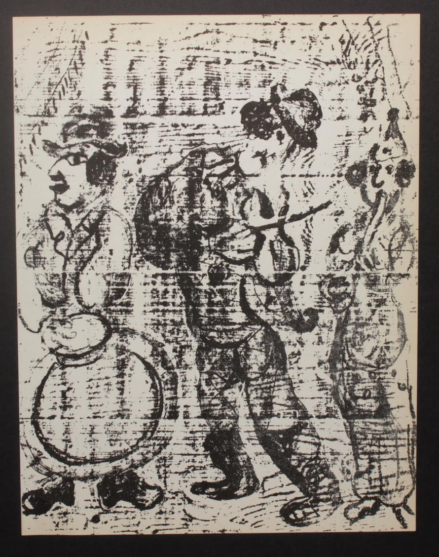 Marc Chagall - Le Musiciens Vagabonds: Artist: Marc ChagallTitle: Le Musiciens VagabondsYear: 1963Dimensions: 9 1/2in. by 12 1/2in.Publisher: Andre Sauret: Editeur: Monte-CarlloSuite: Chagall Lithographe Tome IIMedium: Original Lithograph