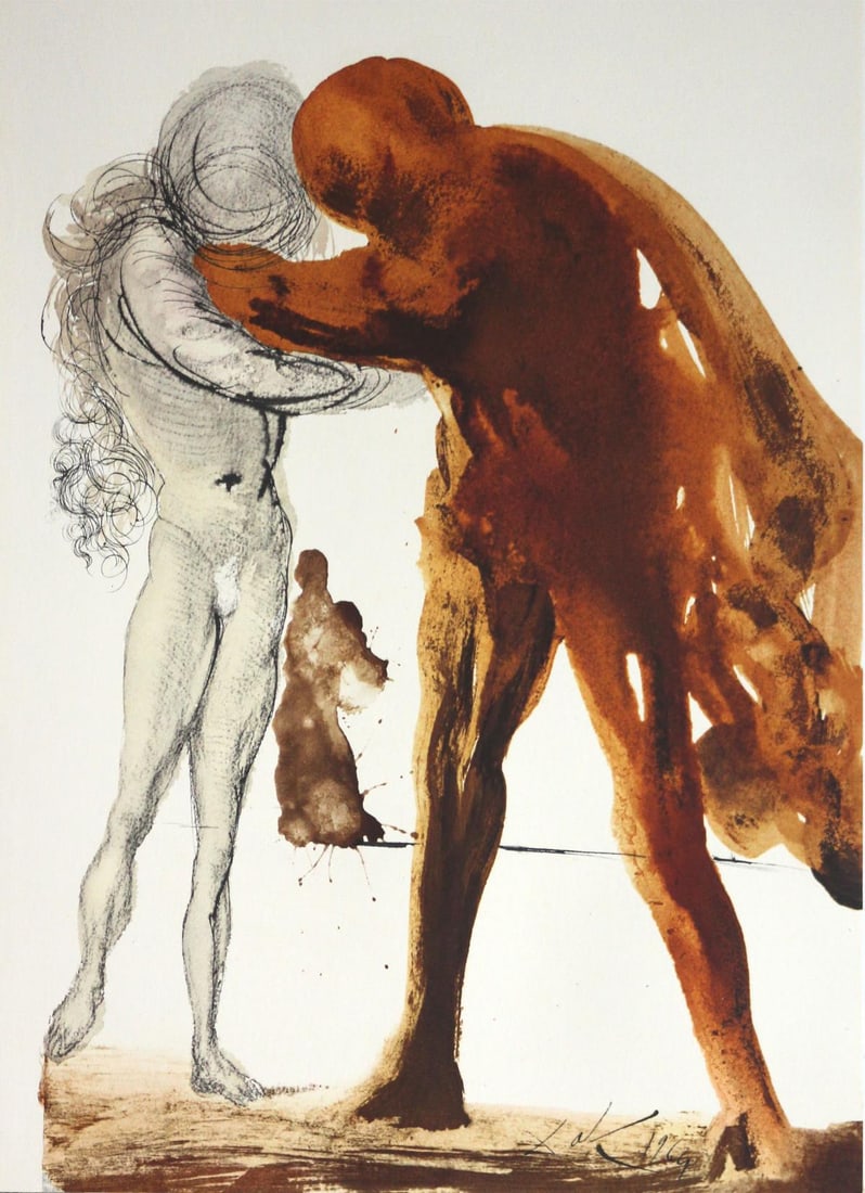 Salvador Dali - The Prodigal: Artist: Salvador DaliTitle: The ProdigalYear: 1967Dimensions: 19in. by 13.75in.Edition: From the rare limited edition of 1499Publisher: Rizzoli Editions MilanSuite: Biblia SacraMedium: Original